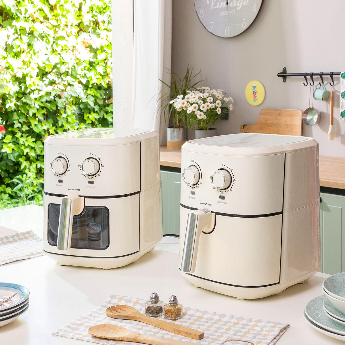 Freidora de Aire Vynner Pro 6500 – InnovaGoods (6,5 L, 1700 W, Crema, Acero Inoxidable)