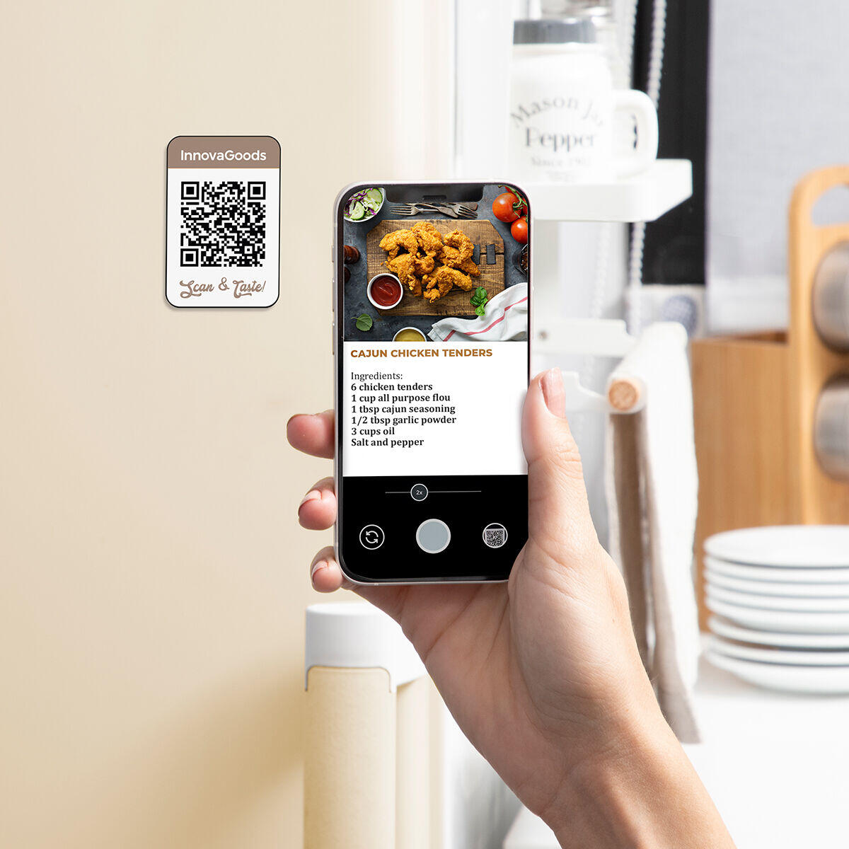 Freidora de Aire Vynner Pro 6500 – InnovaGoods (6,5 L, 1700 W, Crema, Acero Inoxidable)