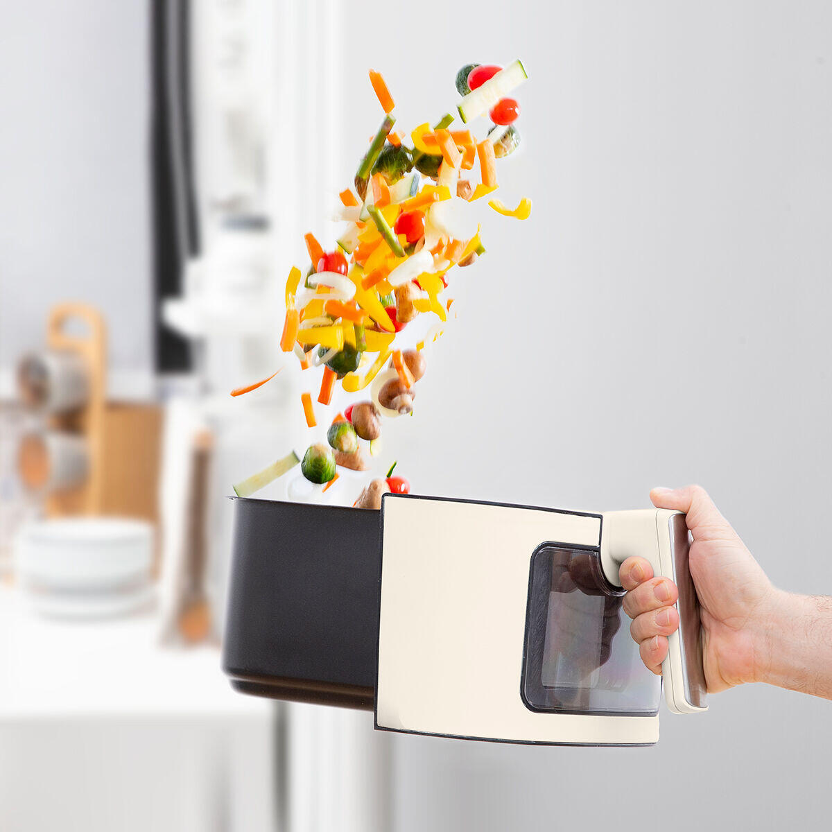 Freidora de Aire Vynner Pro 6500 – InnovaGoods (6,5 L, 1700 W, Crema, Acero Inoxidable)